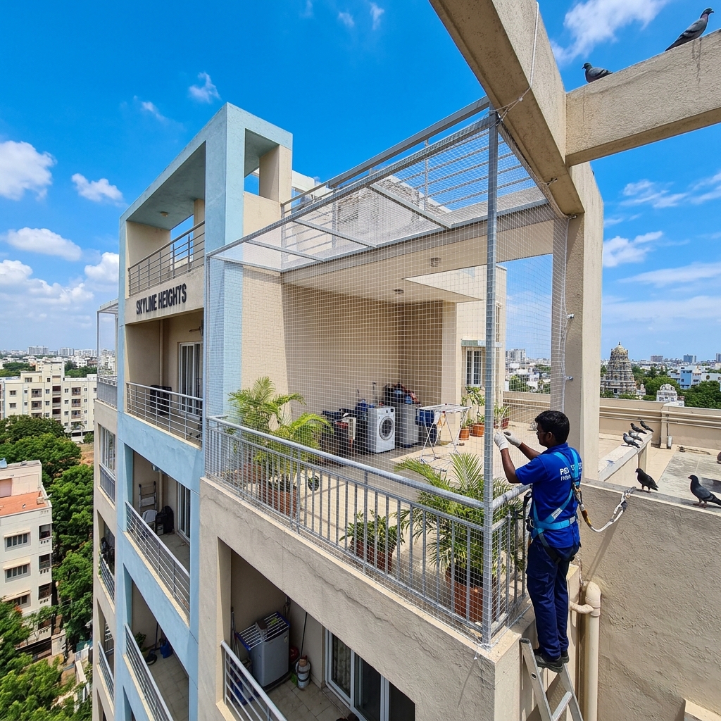 Pigeon net installation Chennai – MTR Enterprises